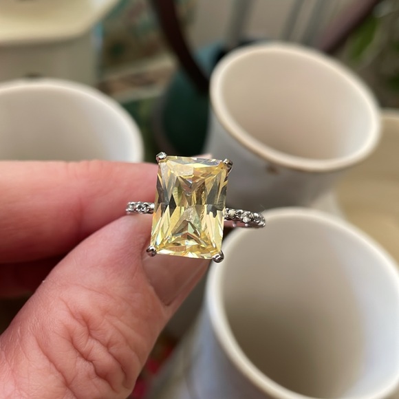 Large Yellow statement Ring Eternity Band - Picture 5 of 5
